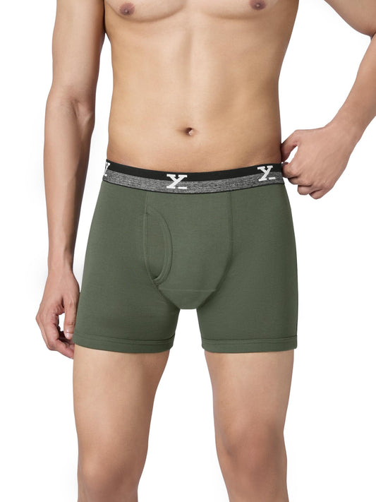 XYXX Mens Nova Cotton Boxer Brief for Men|Regular Fit with intellifresh No-Marks Waistband | Solid Underwear for Men Olive Gree