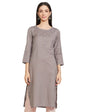 W for Woman Grey Round Neck Solid Kurta