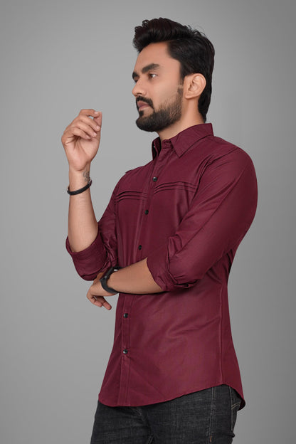 Besix MenS Cotton Solid Shirt With Spread Collared Full Sleeve Curved Hem Standard Tailored Fit Length | Shirts For Men Cotton