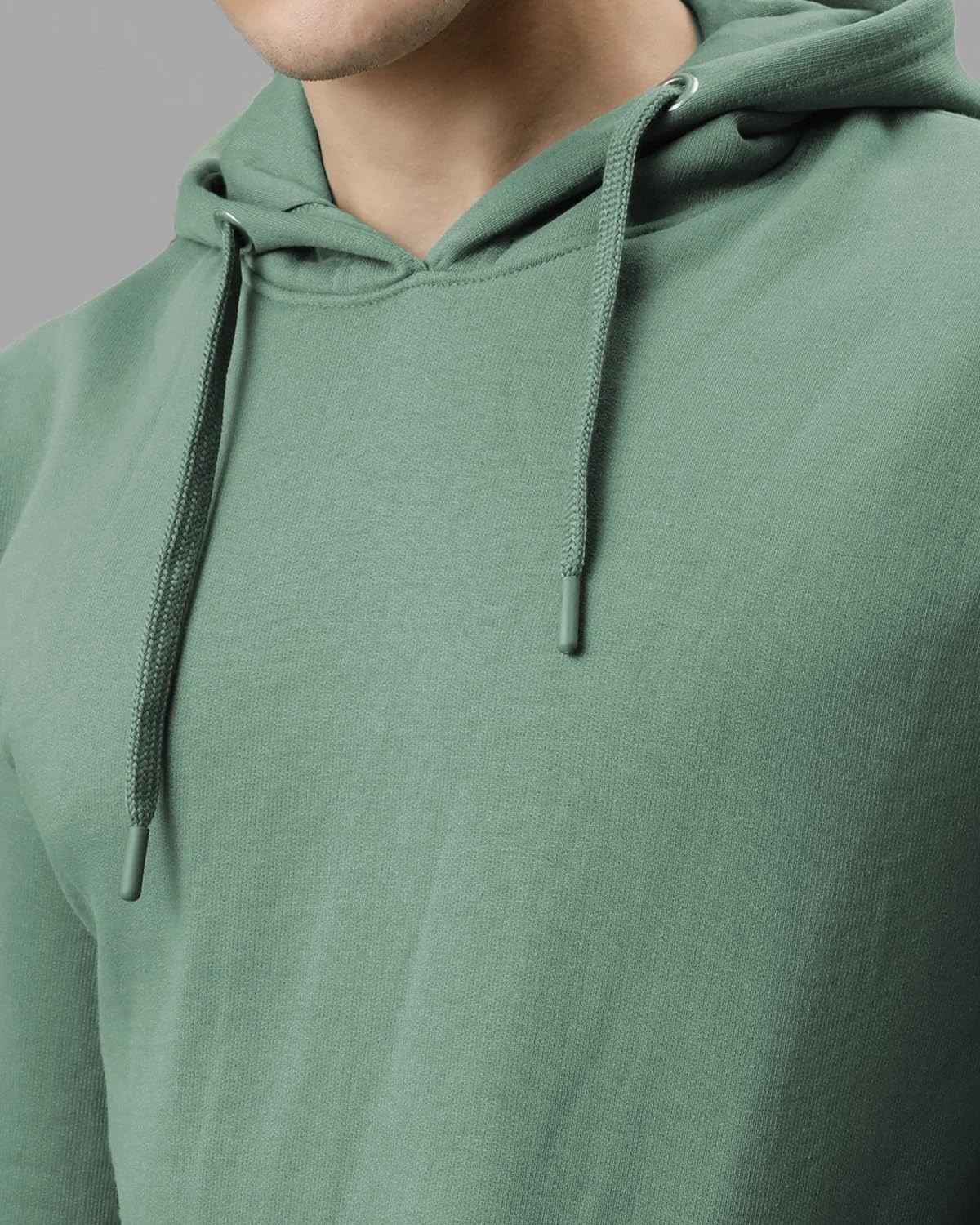 ADRO Mens Cotton Neck Hooded Sweatshirt (H24-PLN-PT_Pista
