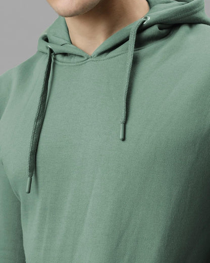 ADRO Mens Cotton Neck Hooded Sweatshirt (H24-PLN-PT_Pista