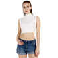 Popwings Casual Solid Sleeveless Crop Top For Women || Turtle Neck Summer Crop Top For Women || Crop Tops For Women Latest Fancy