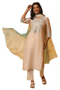 Aurelia Whote Embroidered Kurta, Trousers and Dupatta Set (Size: XL)-24FEAS15111-704735 White