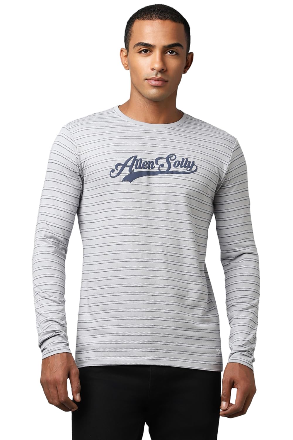 Allen Solly Men Striped Casual Full Sleeve Crew Neck T-Shirt