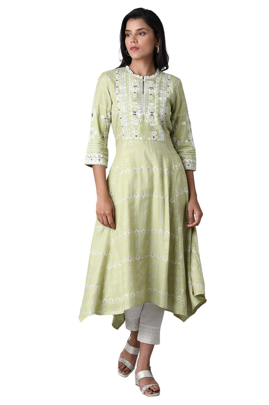 W for Woman Women's Viscose Asymmetric Flared Kurta