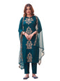 Womanista WomenS Cotton Blend Solid Straight Embroidered Kurta Set (Kurtaset_1397_Teal