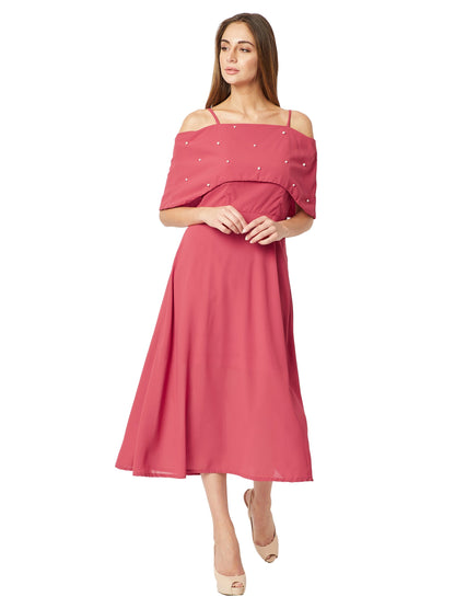 Miss Chase WomenS Georgette Skater Dress(Mcss18D10-77-122-02,Pink,X-Small)