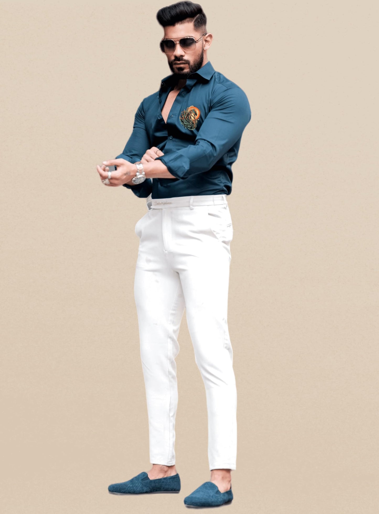 Indoprimo MenS Stylish Solid Satin Casual Shirt For Men Full Sleeve - Bird