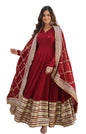Fashion Basket Georgette Solid Anarkali Dress For Women Maroon