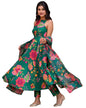 GoSriKi Women's Silk Blend Printed Anarkali Kurta with Pant & Dupatta