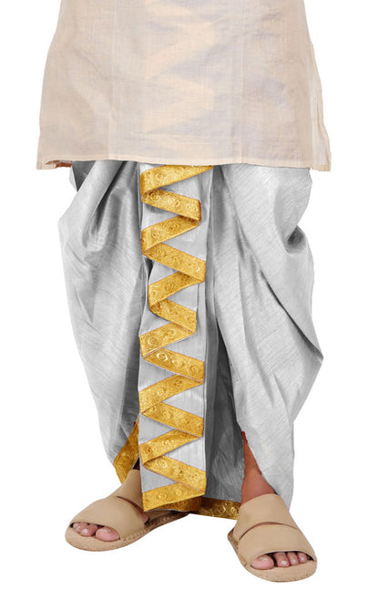 Prakasam Cotton MenS Colour Ready Dhoti With Zig Zag Self Design Border