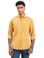 Turtle Men Yellow Slim Fit Printed Cotton Viscose Casual Shirt