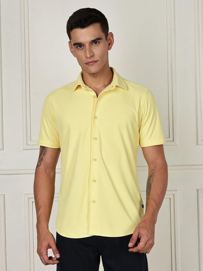 Thomas Scott Mens | Premium | Spread Collar | Slim Fit | Short Sleeves | 4 Way Stretch | Coolmax | Knitted | Casual | Shirts fo