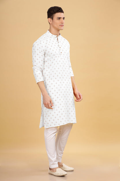 Be Active MenS Cotton Regular Kurta (C-399-1_White