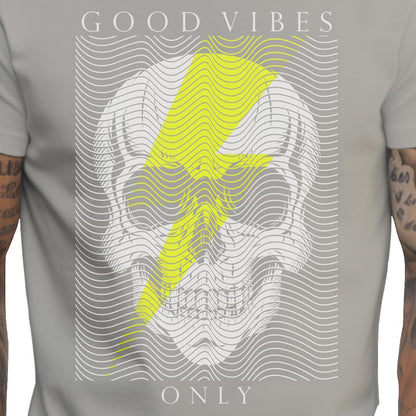 Peppyzone Mens Regular Fit T-Shirt (PZ-Skull458_Grey5