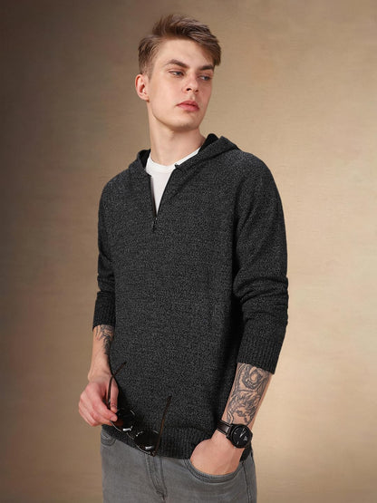 Dennis Lingo Men Solid Acrylic Regular-Fit Full-Sleeves Sweater Grey Melange