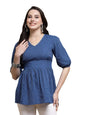 Stylum Womens Self Woven Kantha Cotton Peplum Top