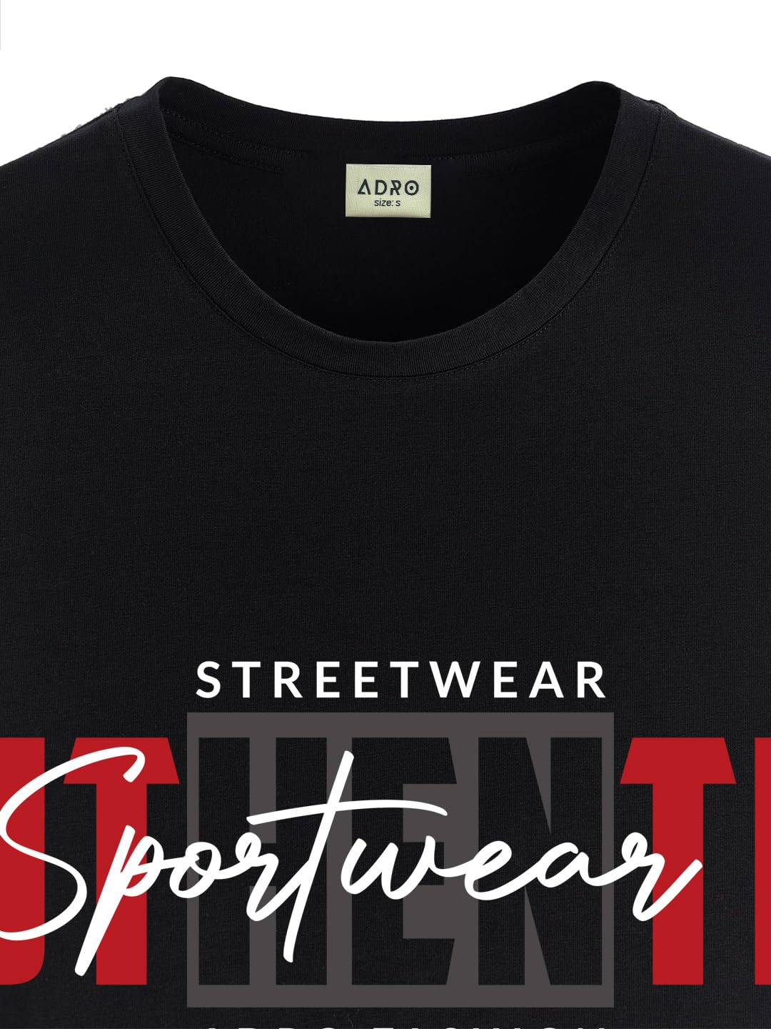 ADRO Men's Graphic Printed 100% Cotton T-Shirt - Regular Fit, Printed T-Shirts for Men (RN24-SPT-BL_Black)