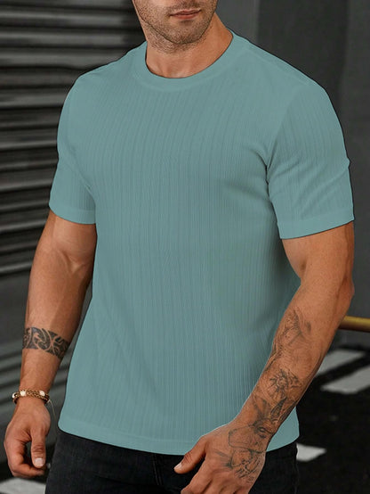 SMOWKLY Mens Solid Regular Fit T-Shirt (1284_Rama