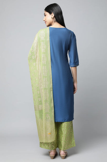 Aurelia WomenS Navy Embroidered Blend Regular Kurta