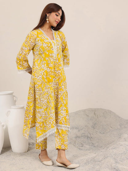 Libas WomenS Cotton Blend Kurta Sets (400430R_Mustard