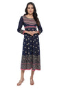 Aurelia WomenS Polyester Blend Blue Jacquard Dress Below The Knee (21Noa12751-702426 L)