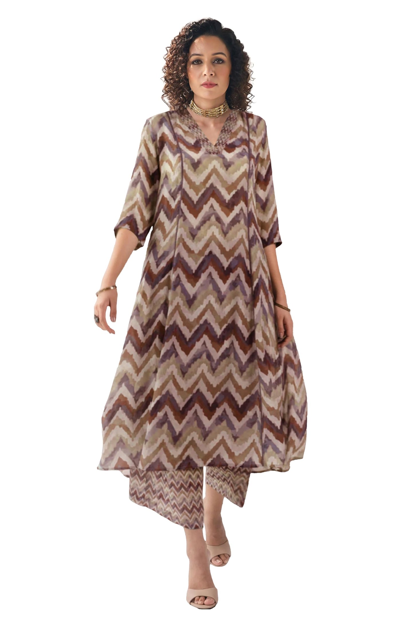 Toochki Dress For Women | Two Piece Dress For Women Long | Dress | Maxi Dress For Women | Dresses | Zig Zag Printed Dress | Cott