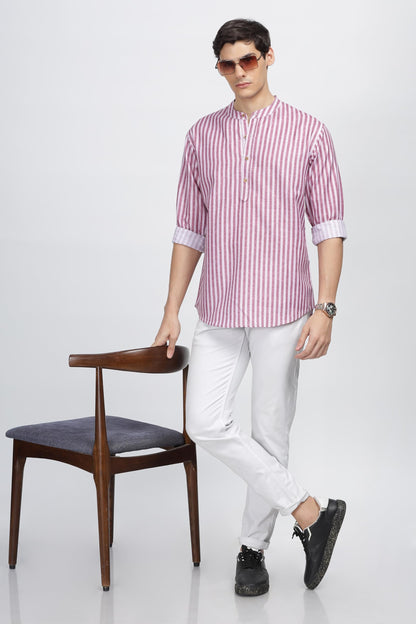 Be Active MenS Stripes Cotton Blend Short Kurta With Mandarin Collar || Short Kurta For Men Cotton || Stylish Short Kurta || Sh