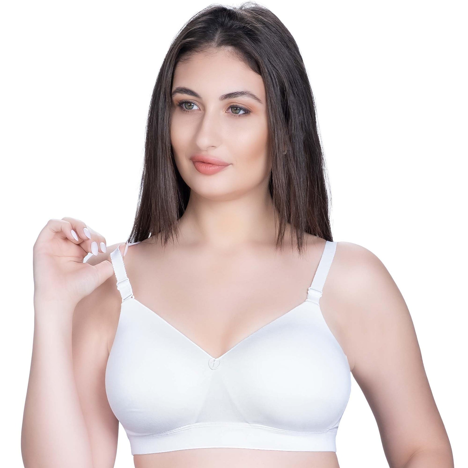 Trylo WomenS Cotton Lightly Padded Wire Free Regular Bra White