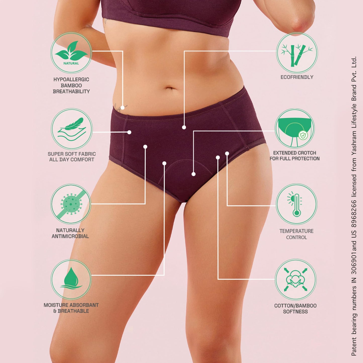 Enamor Womens Cotton Polyester Modern Solid Briefs (Pack of 1) (IP12_Grape Wine