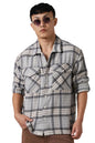 Hubberholme Men Cotton Check Oversized Fit Spread Collar Full Sleeves Casual Shirts