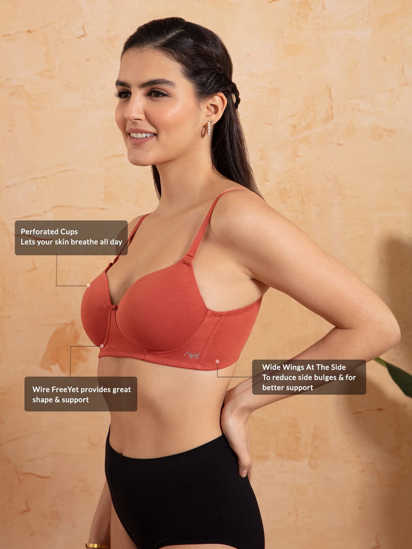 Nykd (Nyb198 Cotton Lightly Padded & Non Wired T-Shirt Bra For Women | Medium Coverage Bra With Soft Detachable Straps | Ideal F