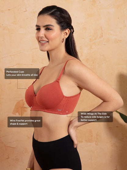 Nykd (Nyb198 Cotton Lightly Padded & Non Wired T-Shirt Bra For Women | Medium Coverage Bra With Soft Detachable Straps | Ideal F