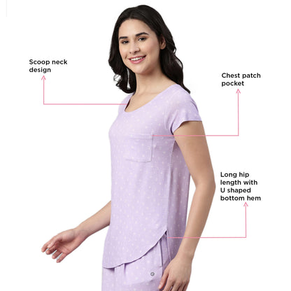 Enamor EC16 Home Tee and Capri Set for Women with All Over Print