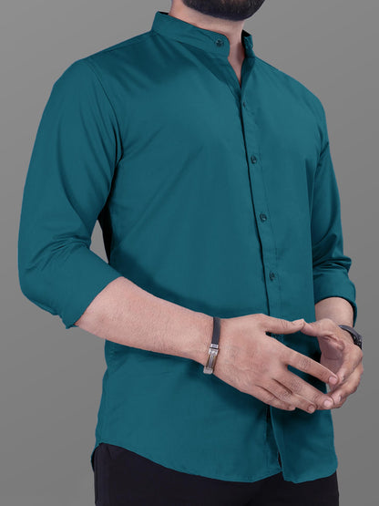 Noble Monk MenS Regular Fit Formal Shirt |Full Sleeve MenS Shirt Teal Blue