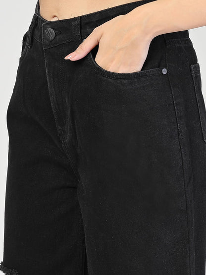 Style Quotient Women Black Wide Leg High Rise Jeans