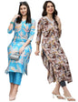 GoSriKi Women Cotton Blend Kurta With Pant Pack Of 2