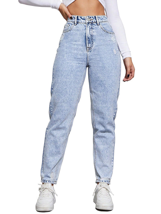 AVANOVA Light Blue Womens High Rise Cotton Ankle Length Jeans for Women Jeans II Denim Cotton Jeans Pant for Women II Cotton Pa