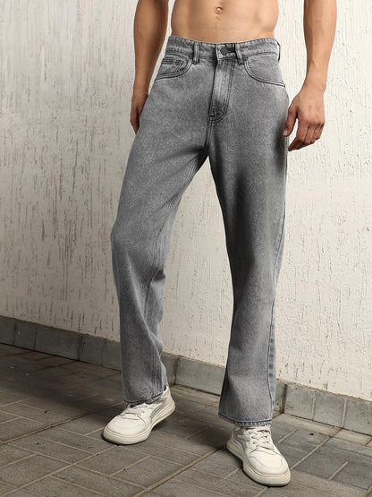 Hubberholme Men Summer Cotton Relaxed Fit Mid-Rise Jeans Grey