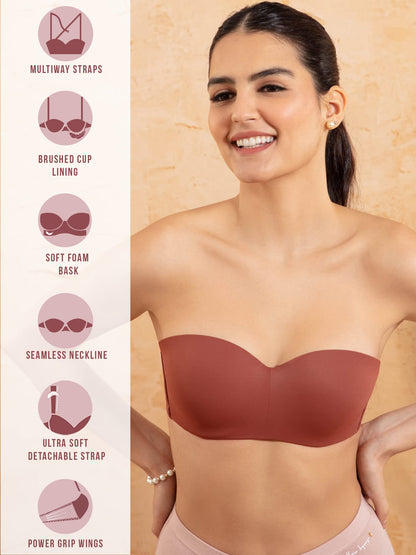 Nykd (Nyb027) Padded & Wired Ultimate Multiway Strapless Bra For Women | Anti Slip Bra With Seamless Neckline & Soft Detachable