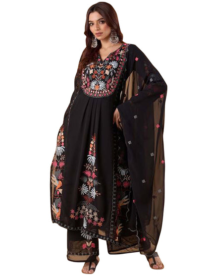 Fashion Basket WomenS Green Georgette Kurta Set With Dupatta