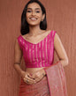 Fabindia Pink Cotton Silk Blend Woven Stitched Blouse