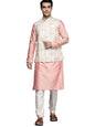 Manyavar Kurta Jacket Set For Men, Full Sleeves Mandarin Collar Ethnic Wear Jacket Set For Festival, Wedding, Party Blended Visc
