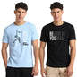 Nobero MenS Graphic Regular Fit T-Shirt (1M-Twts-C0703_Powder Blue/Black