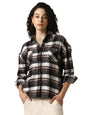 Hubberholme Women Cotton Check Oversized Fit Spread Collar Full Sleeves Shirts