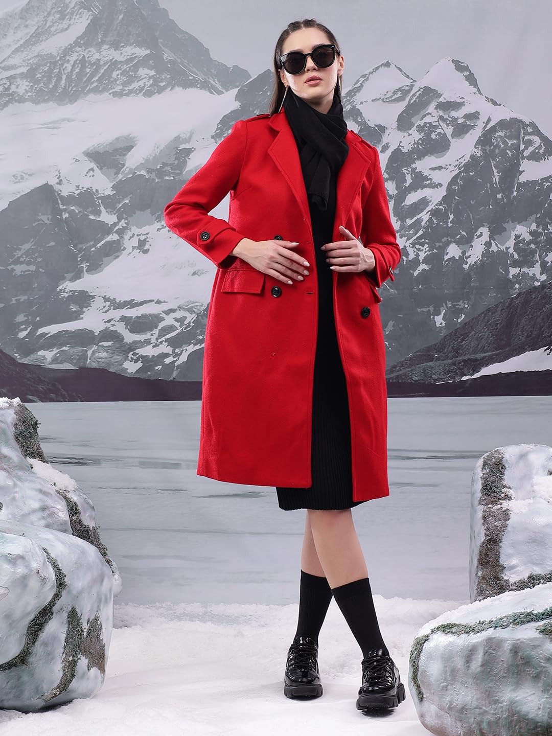 Kotty WomenS Longline Tailored Sleek & Sophisticated Layering Piece Coat (Red,S)