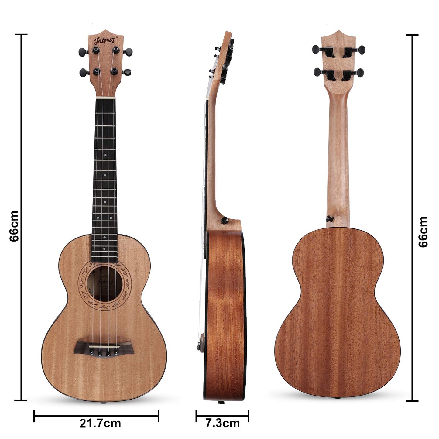 Juarez JRZ23UK/NA 23 Concert Size Ukulele Kit, AQUILA Strings, Sapele Body, Rosewood Fingerboard, Matte Finish, with Bag and Pic