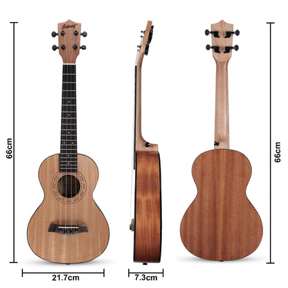 Juarez JRZ23UK/NA 23 Concert Size Ukulele Kit, AQUILA Strings, Sapele Body, Rosewood Fingerboard, Matte Finish, with Bag and Pic
