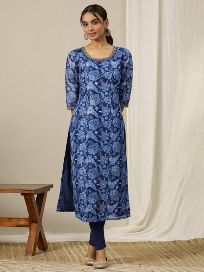 Aurelia WomenS Floral Printed Straight Kurta | Lightweight Round Neck Kurta For Women | Printed Kurta For Women | Beautiful Regu