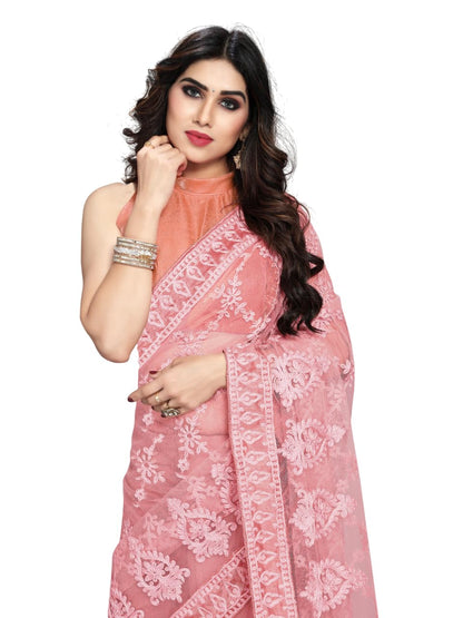 Ekasya WomenS Net Embroidered Floral Embroidered Saree And Unstitched Blouse Piece | Sari For Wedding | Festive Sarees For Wome